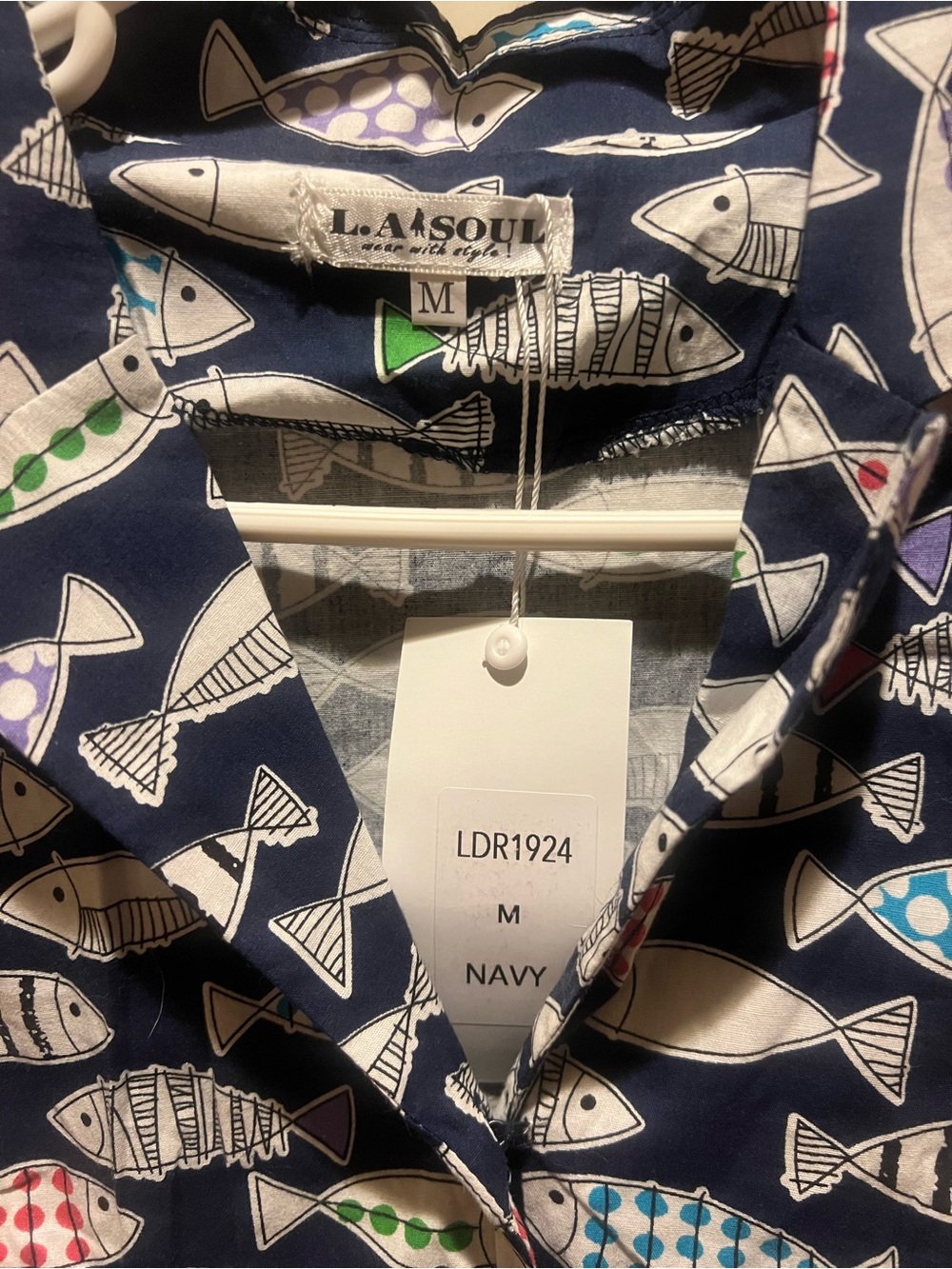 LA SOUL Navy Fish-Print Women’s Dress